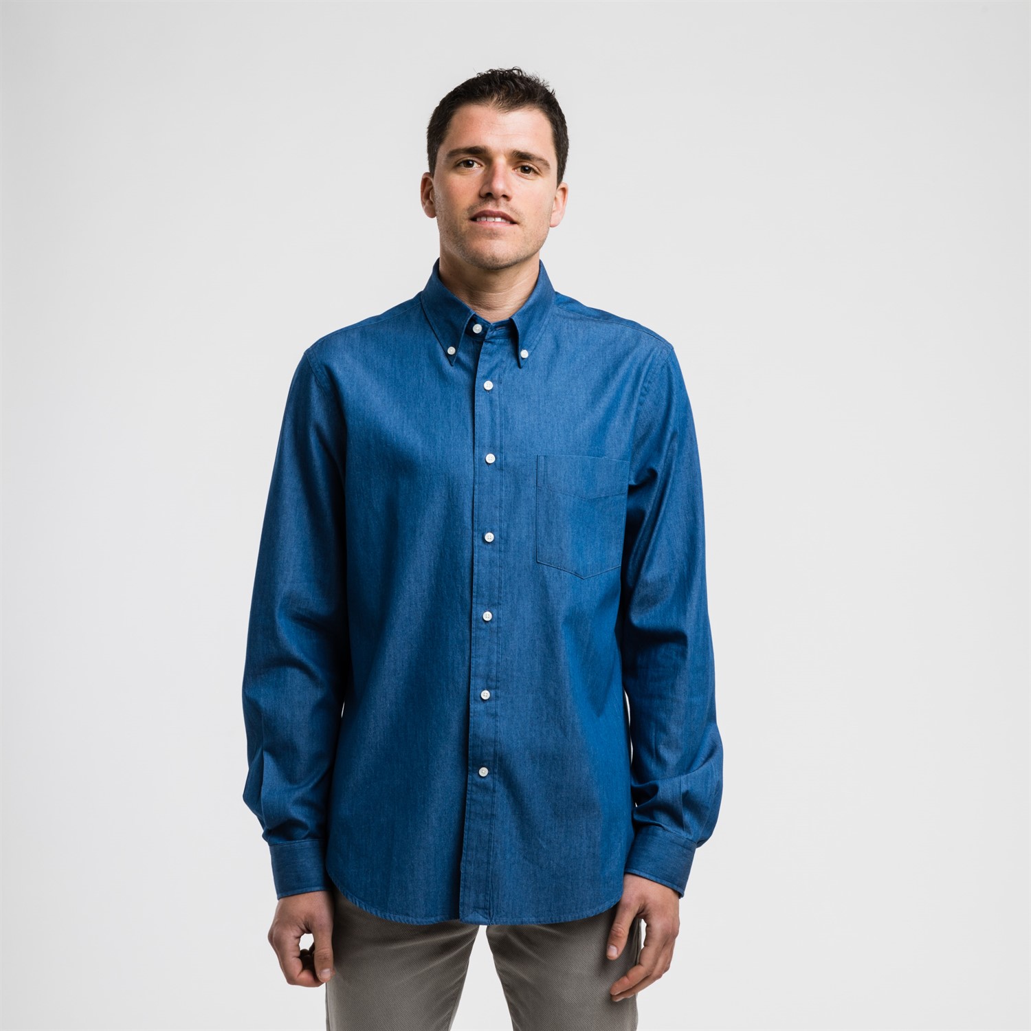 Denim bottom down shirt | Shirts | Clothing Man | Vertical Fashion